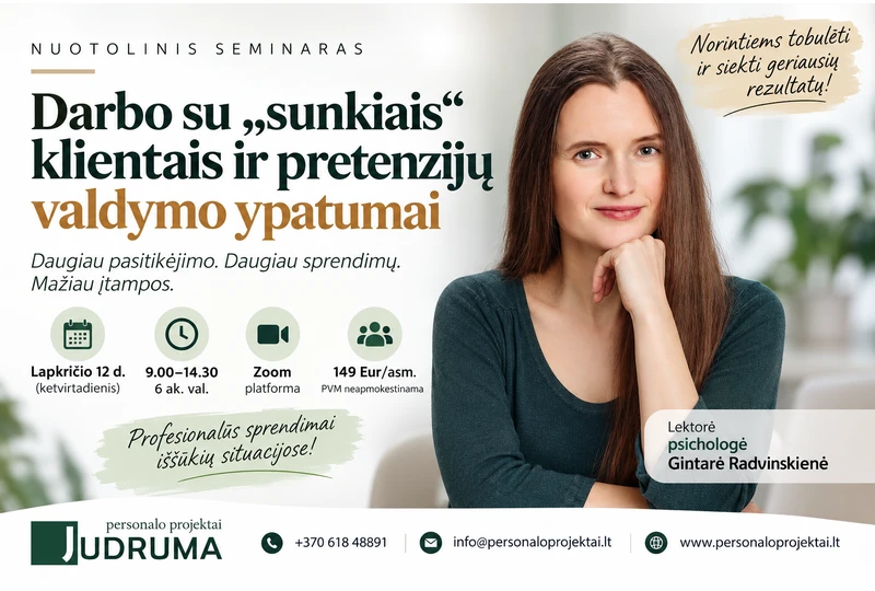 Profesionalus pretenzij? valdymas – mokymai lapkri?io 12 d.||Išmokite valdyti konfliktus su sunkiais klientais – seminaras