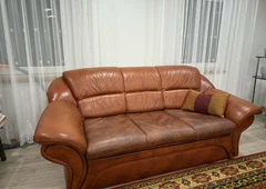 Ergonomiškos natūralios odos sofos su miegamuoju režimu